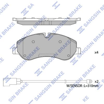 Комплект тормозных колодок, дисковый тормоз SANGSIN SP1885