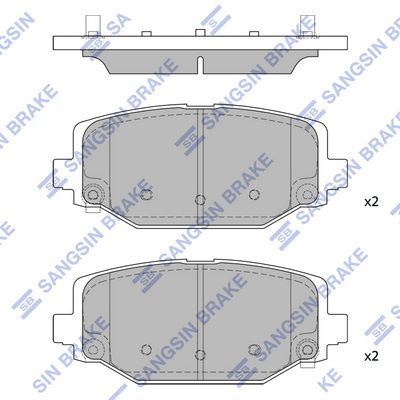 Комплект тормозных колодок, дисковый тормоз SANGSIN SP1950SD