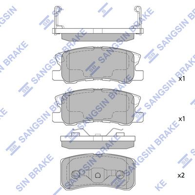 Комплект тормозных колодок, дисковый тормоз SANGSIN SP2076SD