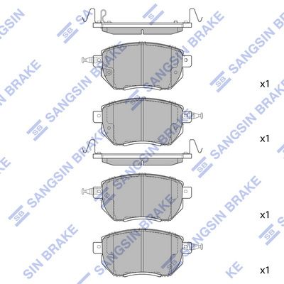 Комплект тормозных колодок, дисковый тормоз SANGSIN SP2107SD
