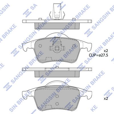 Комплект тормозных колодок, дисковый тормоз SANGSIN SP2123