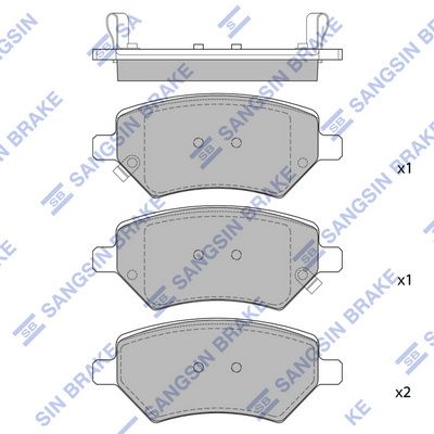 Комплект тормозных колодок, дисковый тормоз SANGSIN SP2134