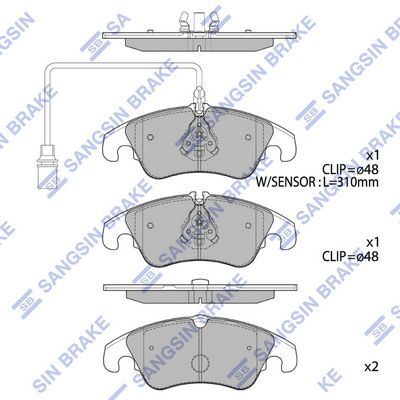 Комплект тормозных колодок, дисковый тормоз SANGSIN SP2145