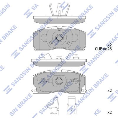Комплект тормозных колодок, дисковый тормоз SANGSIN SP2154