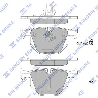 Комплект тормозных колодок, дисковый тормоз SANGSIN SP2157