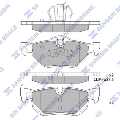 Комплект тормозных колодок, дисковый тормоз SANGSIN SP2158