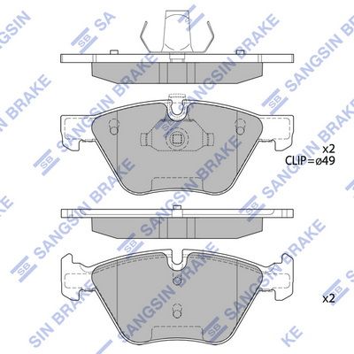 Комплект тормозных колодок, дисковый тормоз SANGSIN SP2159