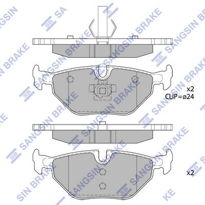 Комплект тормозных колодок, дисковый тормоз SANGSIN SP2162
