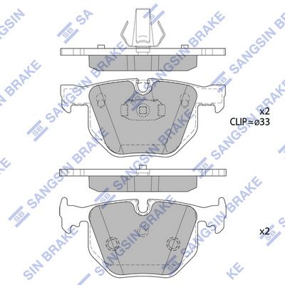 Комплект тормозных колодок, дисковый тормоз SANGSIN SP2165