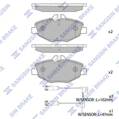 Комплект тормозных колодок, дисковый тормоз SANGSIN SP2194SD