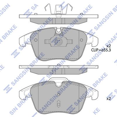 Комплект тормозных колодок, дисковый тормоз SANGSIN SP2207