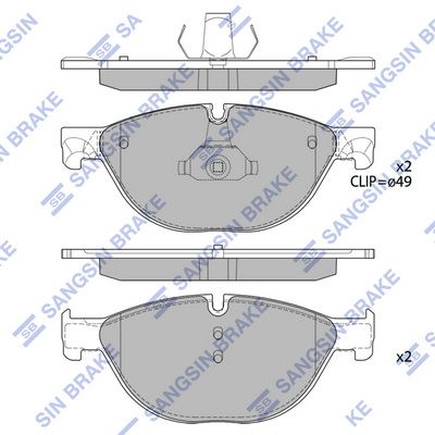 Комплект тормозных колодок, дисковый тормоз SANGSIN SP2212