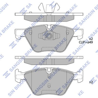 Комплект тормозных колодок, дисковый тормоз SANGSIN SP2214