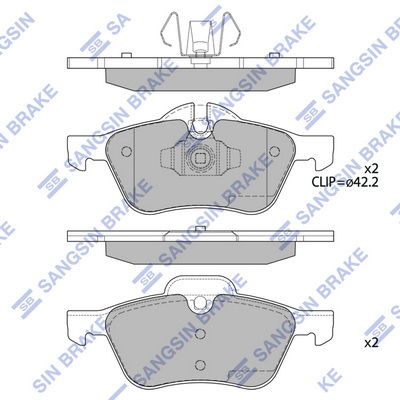 Комплект тормозных колодок, дисковый тормоз SANGSIN SP2243