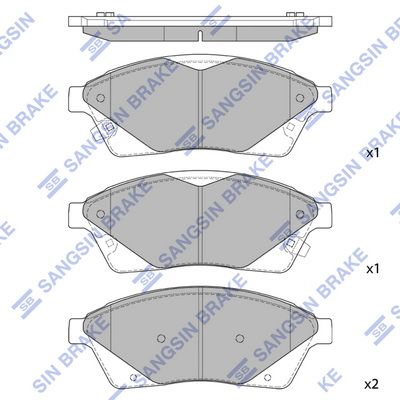 Комплект тормозных колодок, дисковый тормоз SANGSIN SP2251