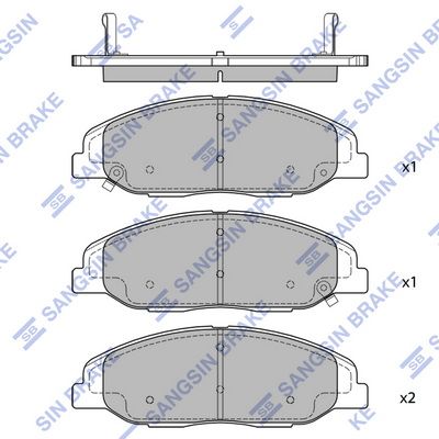 Комплект тормозных колодок, дисковый тормоз SANGSIN SP2255
