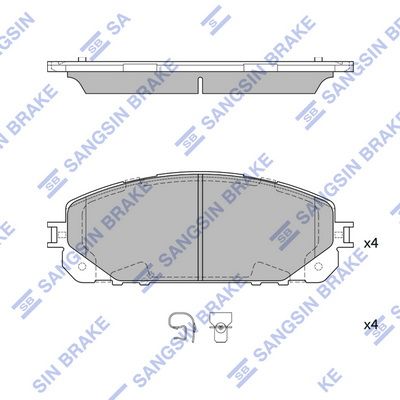 Комплект тормозных колодок, дисковый тормоз SANGSIN SP4008A