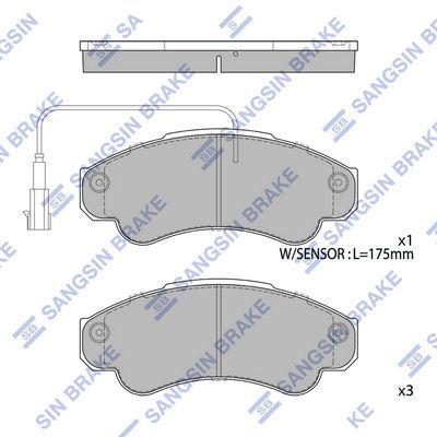 Комплект тормозных колодок, дисковый тормоз SANGSIN SP4033