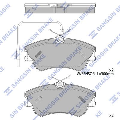 Комплект тормозных колодок, дисковый тормоз SANGSIN SP4034