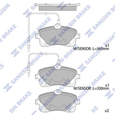 Комплект тормозных колодок, дисковый тормоз SANGSIN SP4052