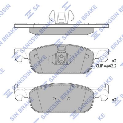 Комплект тормозных колодок, дисковый тормоз SANGSIN SP4054