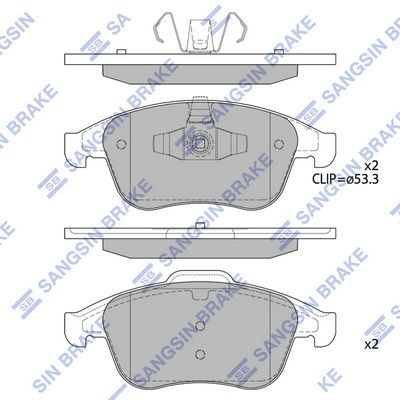 Комплект тормозных колодок, дисковый тормоз SANGSIN SP4055