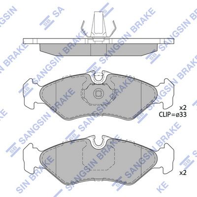 Комплект тормозных колодок, дисковый тормоз SANGSIN SP4084