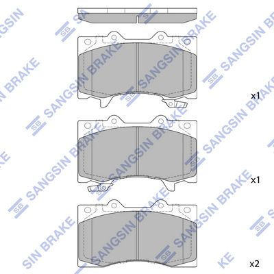 Комплект тормозных колодок, дисковый тормоз SANGSIN SP4090SD