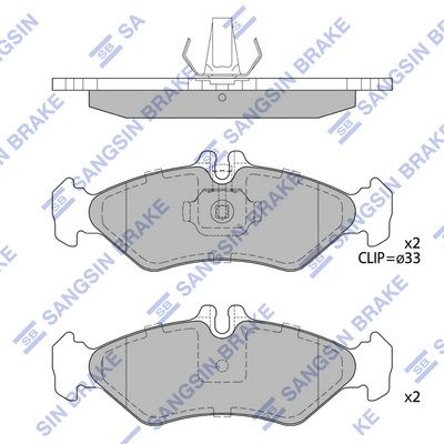 Комплект тормозных колодок, дисковый тормоз SANGSIN SP4094