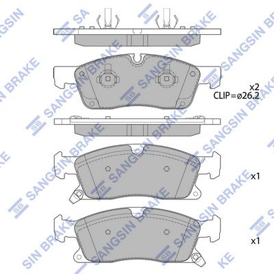 Комплект тормозных колодок, дисковый тормоз SANGSIN SP4103SD