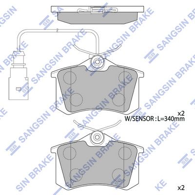 Комплект тормозных колодок, дисковый тормоз SANGSIN SP4107