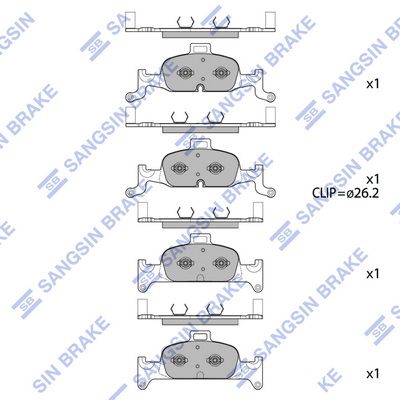 Комплект тормозных колодок, дисковый тормоз SANGSIN SP4111