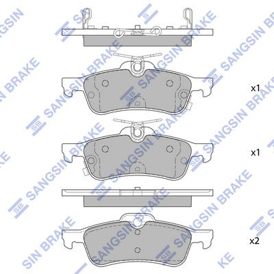 Комплект тормозных колодок, дисковый тормоз SANGSIN SP4133
