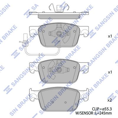 Комплект тормозных колодок, дисковый тормоз SANGSIN SP4134