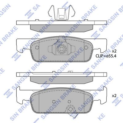 Комплект тормозных колодок, дисковый тормоз SANGSIN SP4136