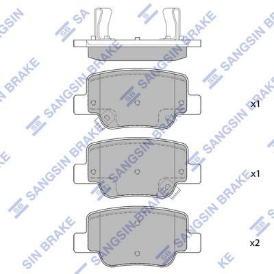 Комплект тормозных колодок, дисковый тормоз SANGSIN SP4142