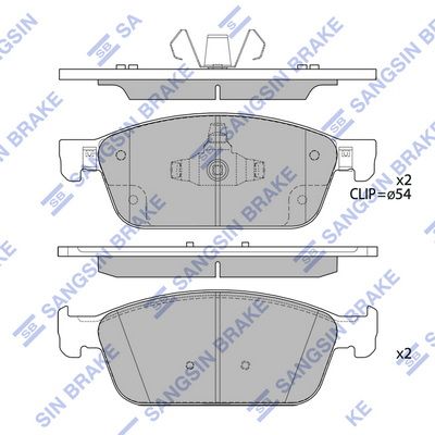Комплект тормозных колодок, дисковый тормоз SANGSIN SP4153