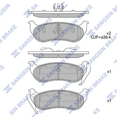 Комплект тормозных колодок, дисковый тормоз SANGSIN SP4167
