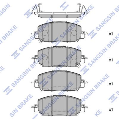 Комплект тормозных колодок, дисковый тормоз SANGSIN SP4176SD
