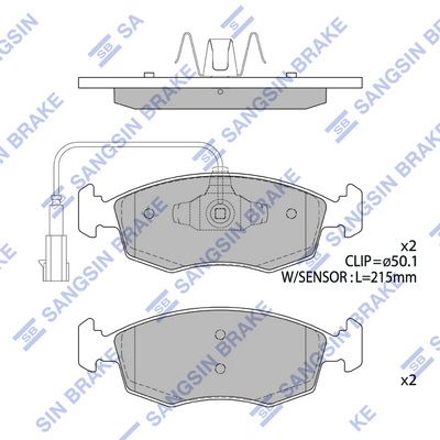 Комплект тормозных колодок, дисковый тормоз SANGSIN SP4189
