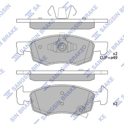 Комплект тормозных колодок, дисковый тормоз SANGSIN SP4195