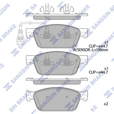 Комплект тормозных колодок, дисковый тормоз SANGSIN SP4203