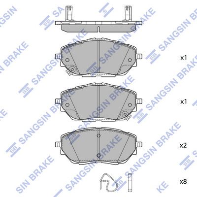 Комплект тормозных колодок, дисковый тормоз SANGSIN SP4213SD