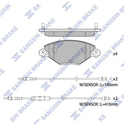 Комплект тормозных колодок, дисковый тормоз SANGSIN SP4230