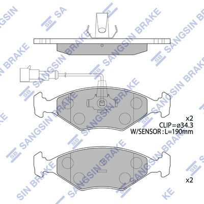 Комплект тормозных колодок, дисковый тормоз SANGSIN SP4236