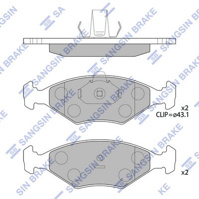 Комплект тормозных колодок, дисковый тормоз SANGSIN SP4237
