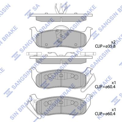 Комплект тормозных колодок, дисковый тормоз SANGSIN SP4244