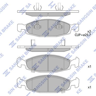 Комплект тормозных колодок, дисковый тормоз SANGSIN SP4257