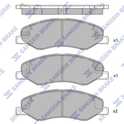 Комплект тормозных колодок, дисковый тормоз SANGSIN SP4271