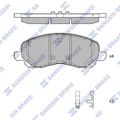 Комплект тормозных колодок, дисковый тормоз SANGSIN SP4277